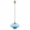 Szklana lampa wisząca TRESCO 8982 Argon Niebieski Miedziane detale